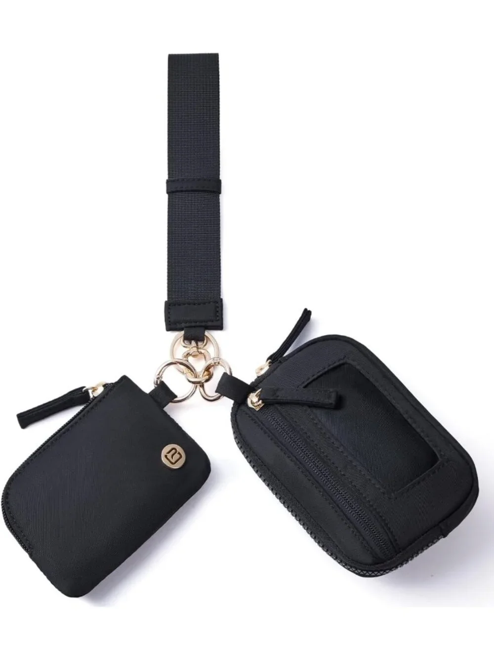 Stylish Nylon RFID Wristlet Wallet with Dual Pouch & Keychain, Travel-Friendly
