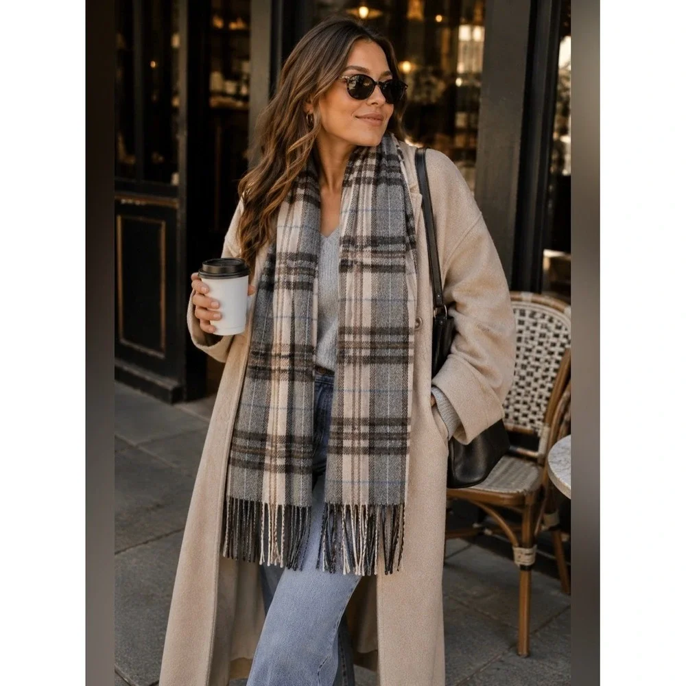 Tartan‎ Plaid Cashmere Blend Scarf Unisex Quiet Luxury Old Money Heritage Preppy
