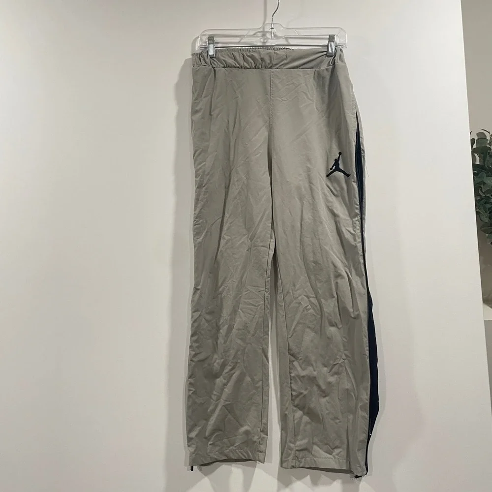 Jordan Vintage Mens Jumpman Side‎ Zip Track Pants Tan Navy Blue Size Medium