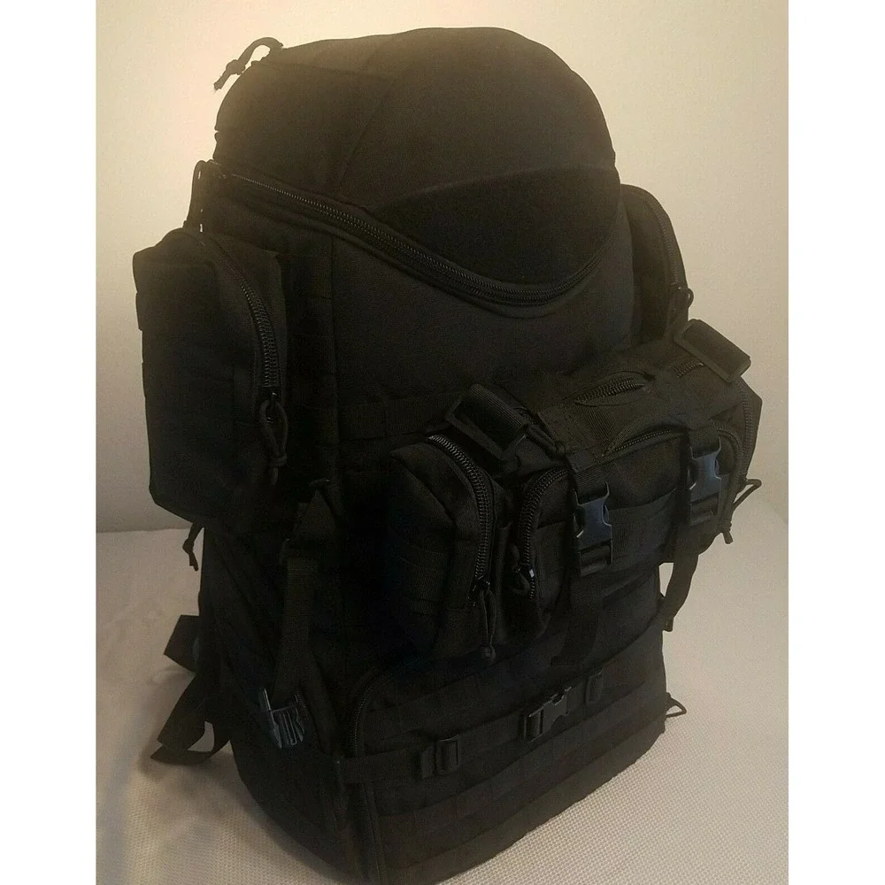 70L Military Hiking Bag‎ Pack, Top Half Insulated-Black-1000D Water-Repellent