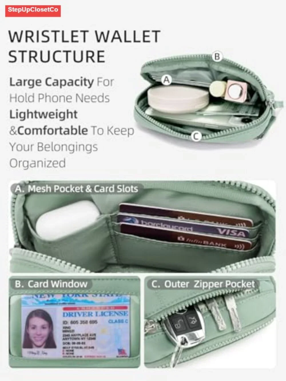 N/A compact wristlet