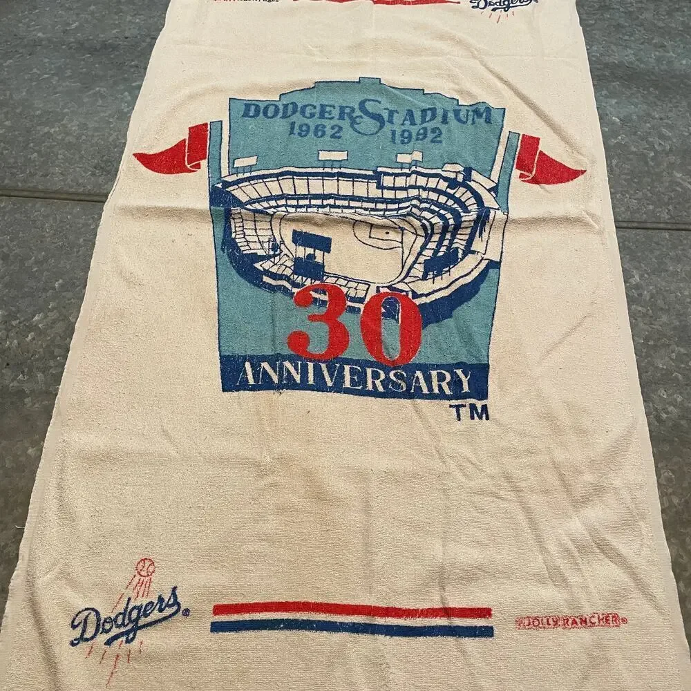 Vintage Los Angeles Dodgers 30th Anniversary Dodger Stadium Beach Towel 90s