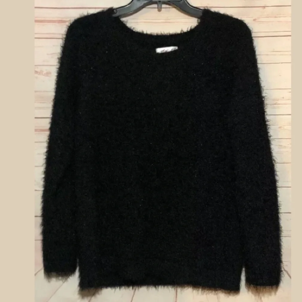 Justice‎ Girls Black Fuzzy Sweater | Size 18