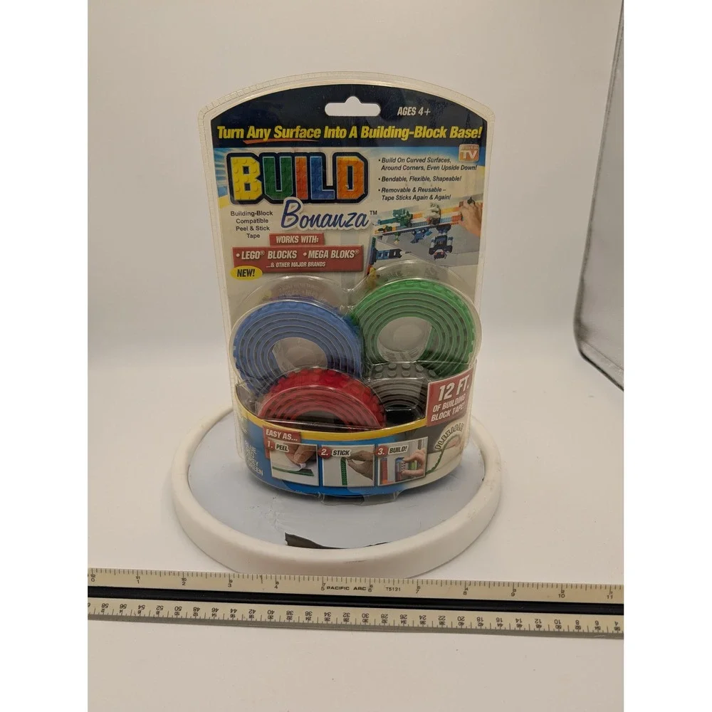 Build Bonanza Building Block Tape‎ 12 Ft 4 Colors Peel Stick LEGO Compatible New