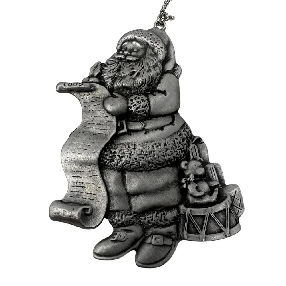 Vintage Avon Christmas Ornament Checking the List Pewter 1996‎ Collectable