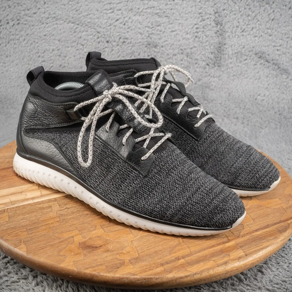 Cole Haan Mens GrandMotion Mid-Top Knit Sneakers‎ Black C30660 Size 9.5M