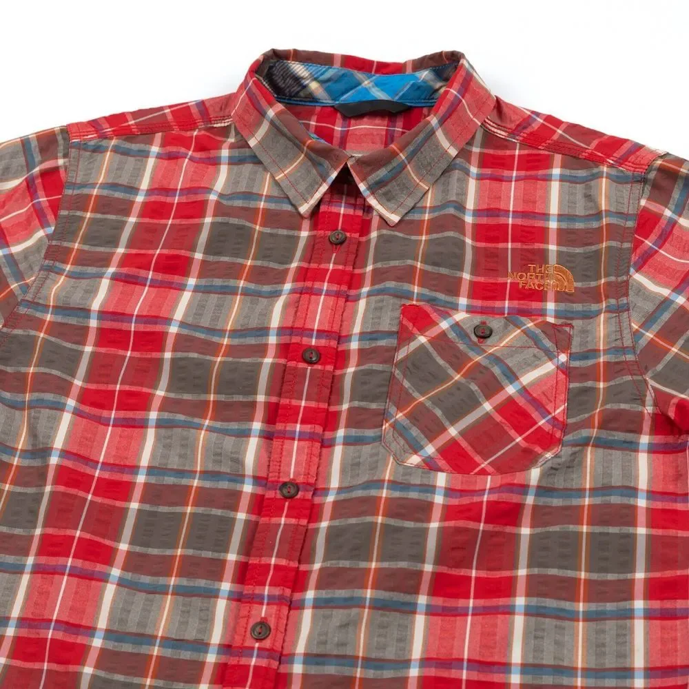 The North Face Men's Red Multicolor Plaid‎ Short Sleeve Hiking Shirt Medium
