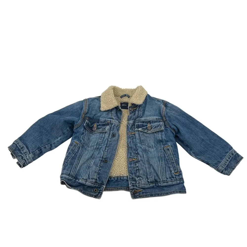 GapKids Denim‎ Sherpa Lined Trucker Jacket Boys Girls XS Blue
