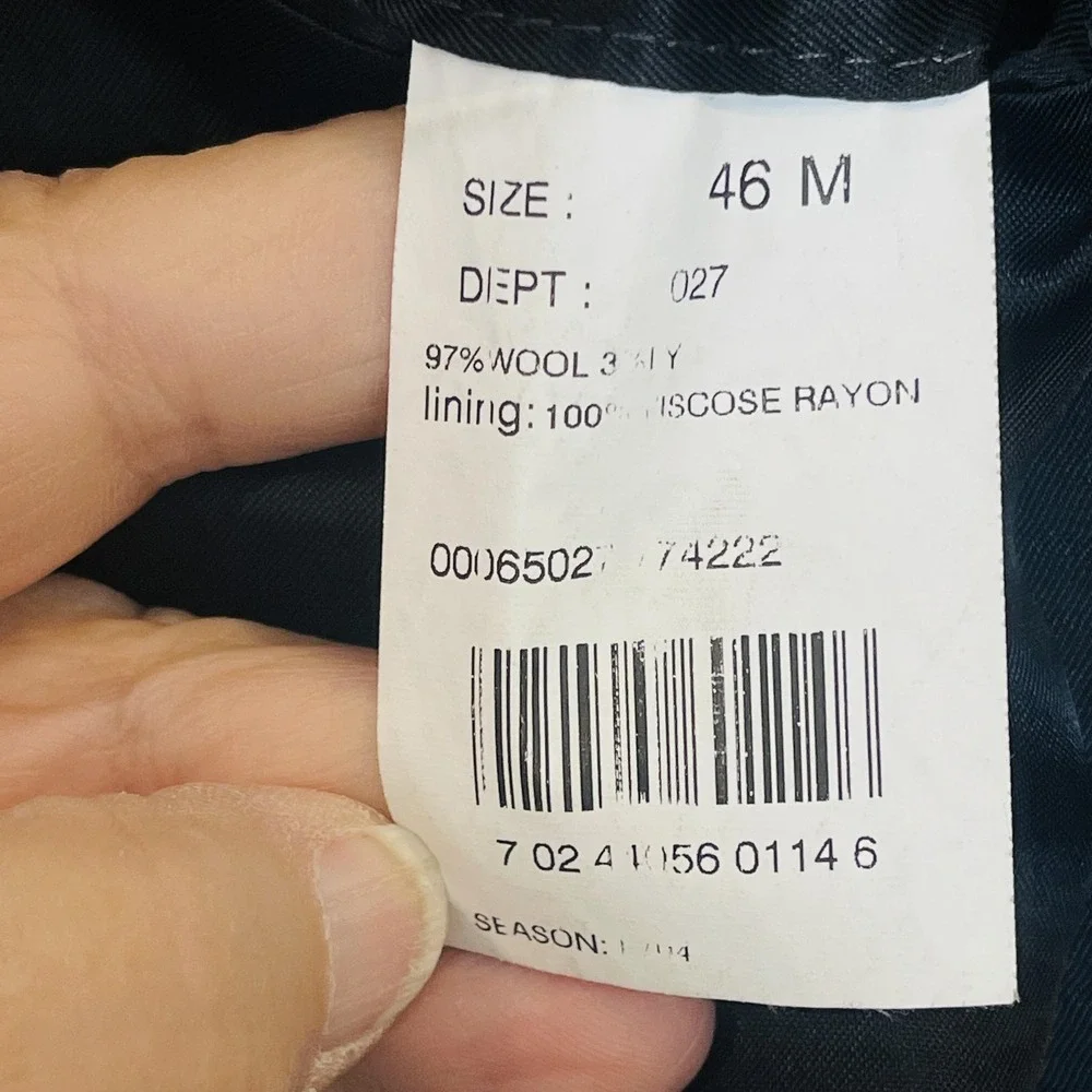 Brooks Brothers 346 Blazer Mens 46R Dark Charcoal Wool Stretch Sport Coat Jacket