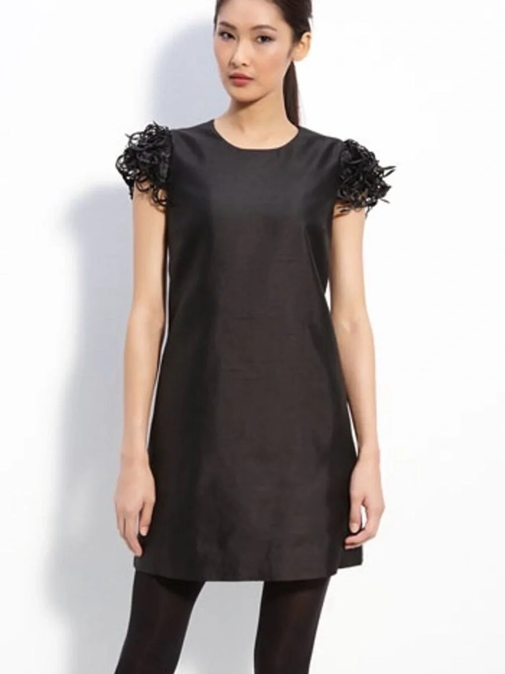 kate spade Vicky Fringe Sleeve Silk Cotton Shift Dress black size 10