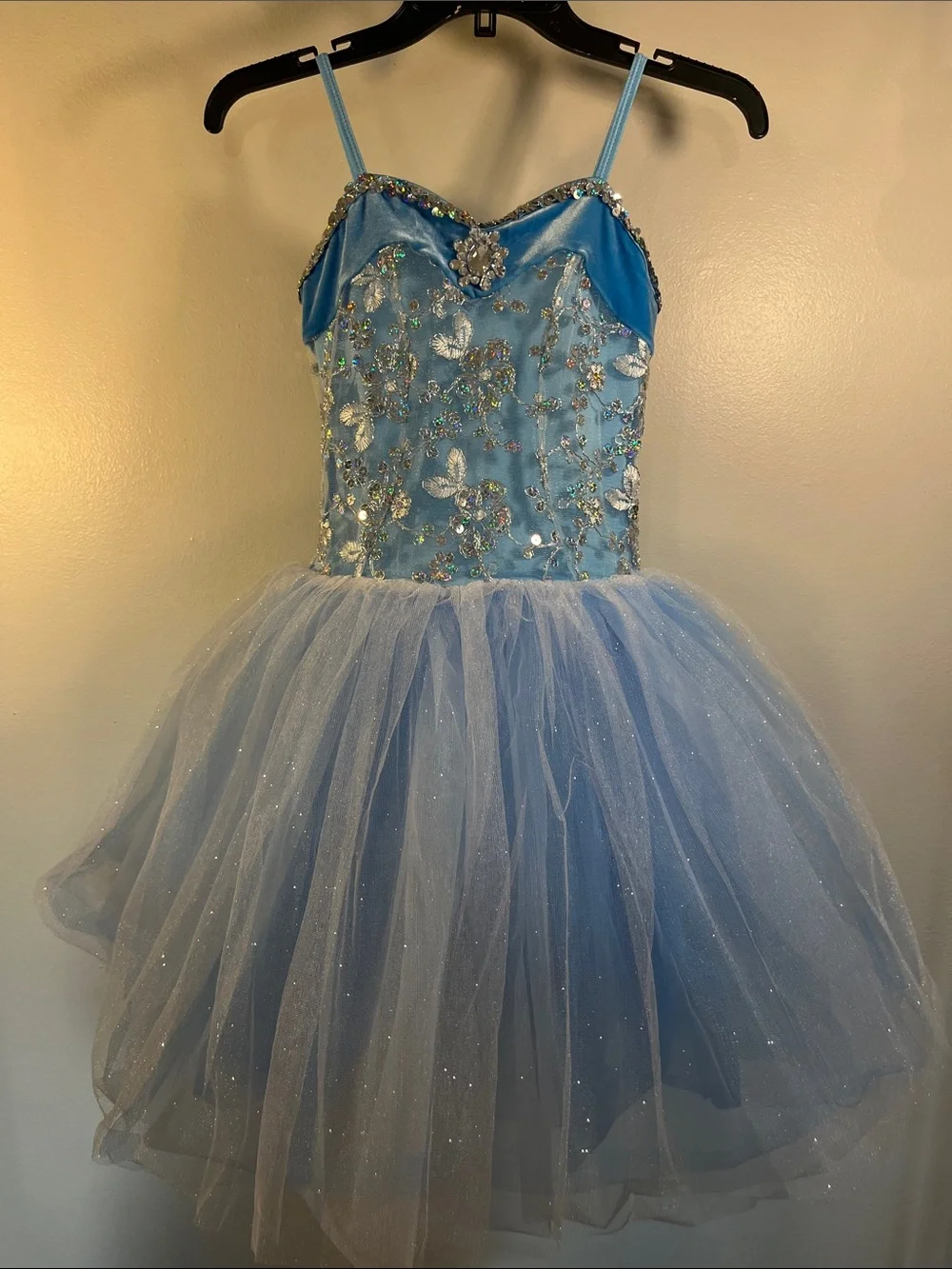 Sparkling Light Blue Tulle Princess Dance Costume for Kids