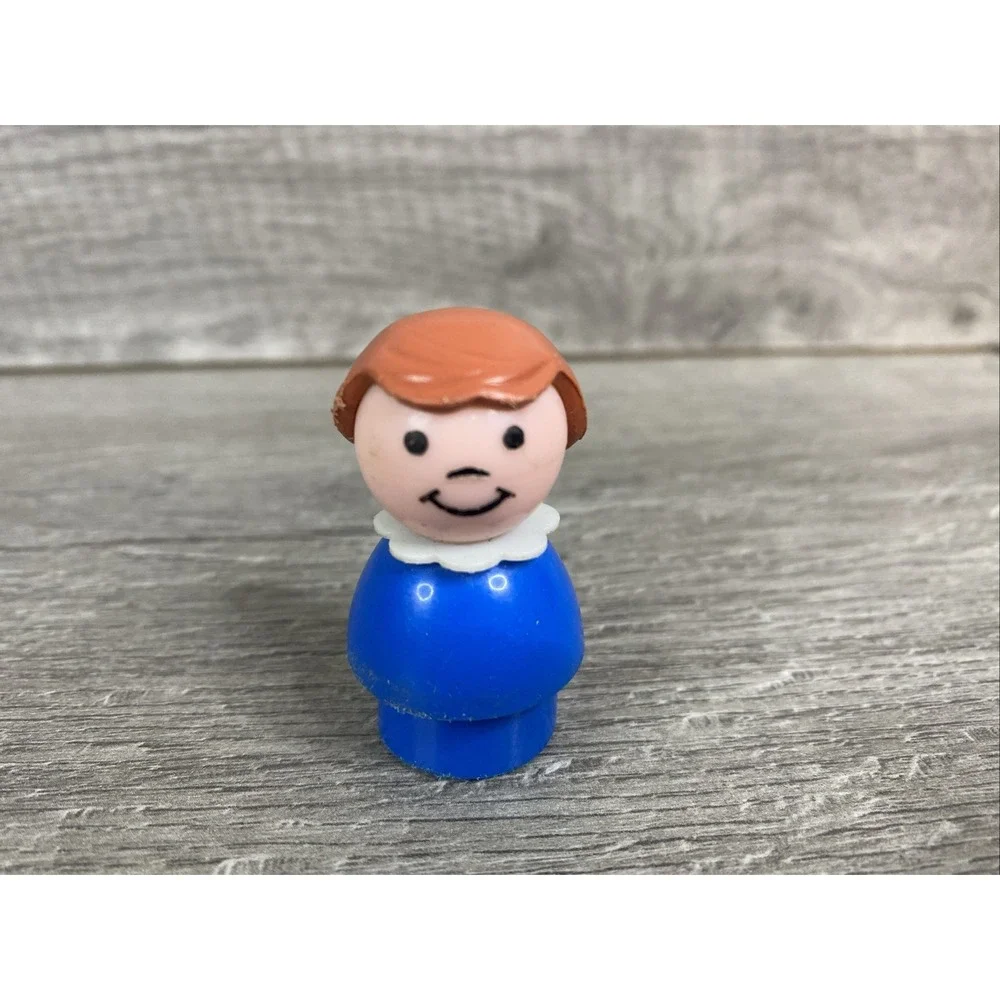 FISHER PRICE LITTLE PEOPLE‎ BLUE DRESS GIRL BROWN HAIR VINTAGE