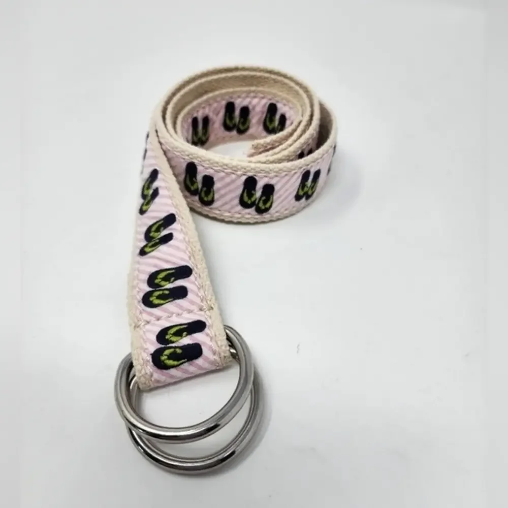 J. Crew Women's Pink Stripe Fabric Flip Flop Belt Size‎ S/M