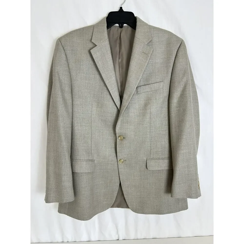 Lauren Ralph Lauren Men's Blazer Linen Rayon Polyester‎ Beige Tan Size 42R VGUC