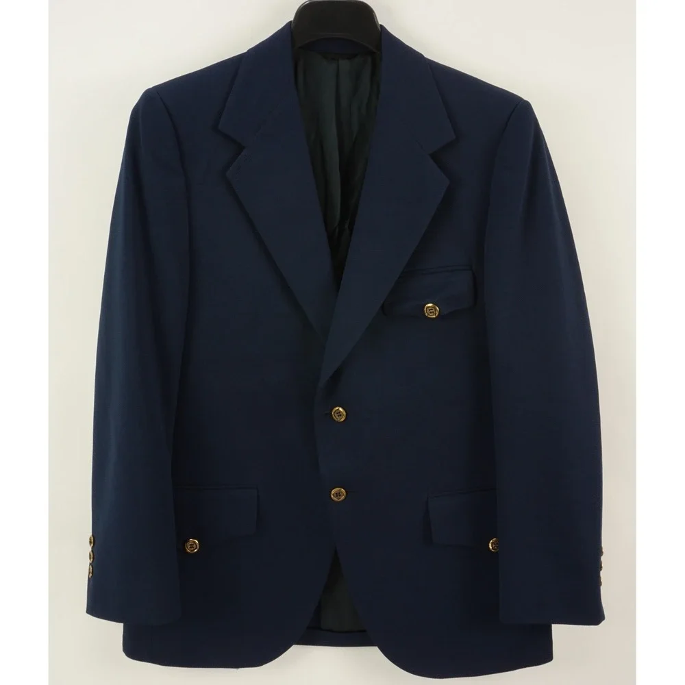Vintage 1950s RR Rough Rider California Gold‎ Button Disco Suit Jacket 43R Blue
