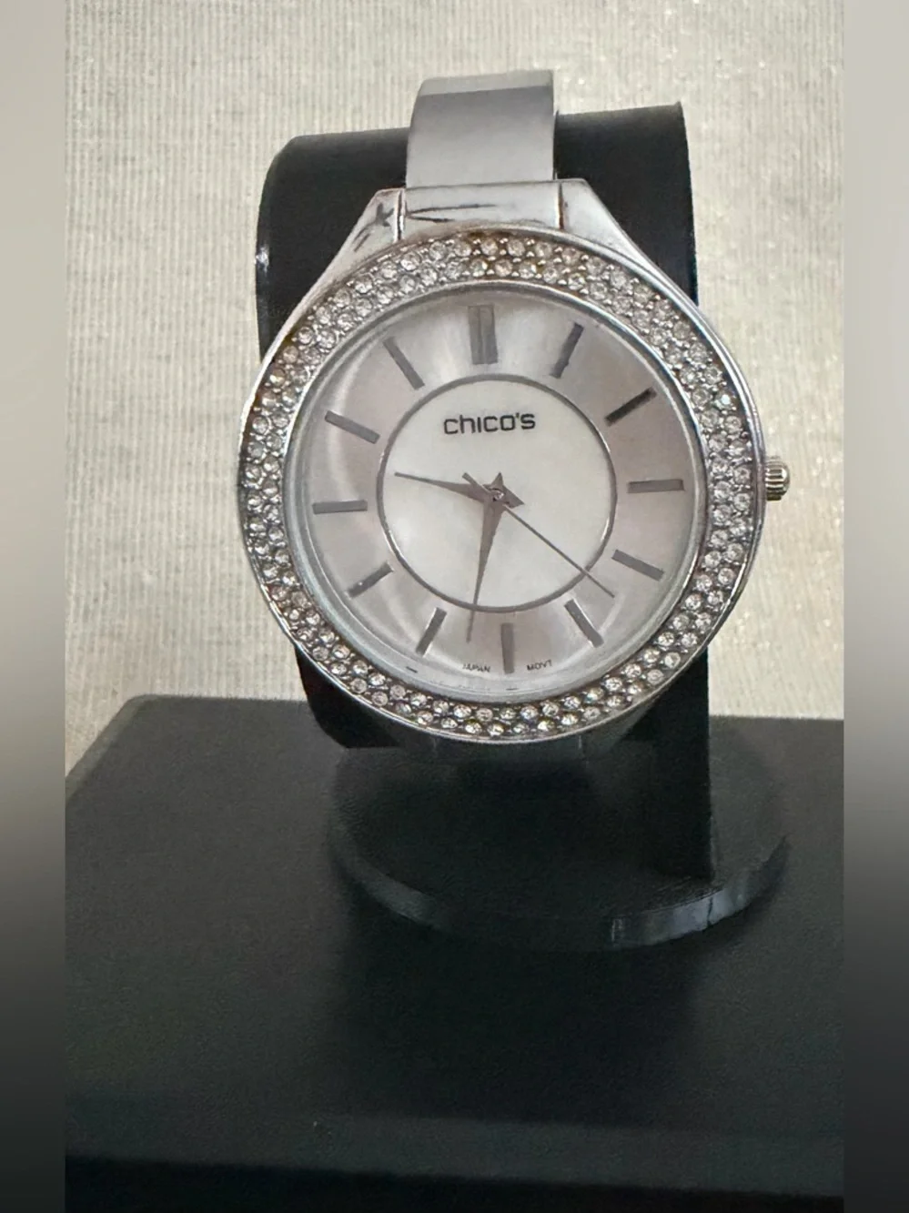 Chico's Silver-Tone Crystal Bezel Women's Watch