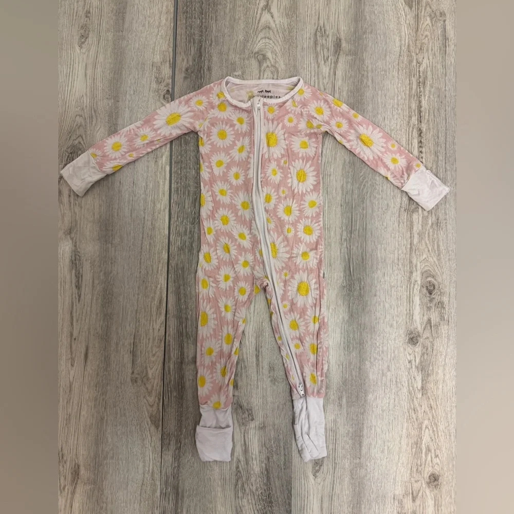 Little Sleepies Pink and White Daisy Footies Pajamas