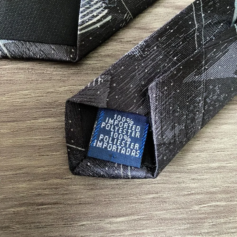 David Taylor Blue Black Silver Abstract Artsy Men's Neck Tie 57 x 4 Made in USA