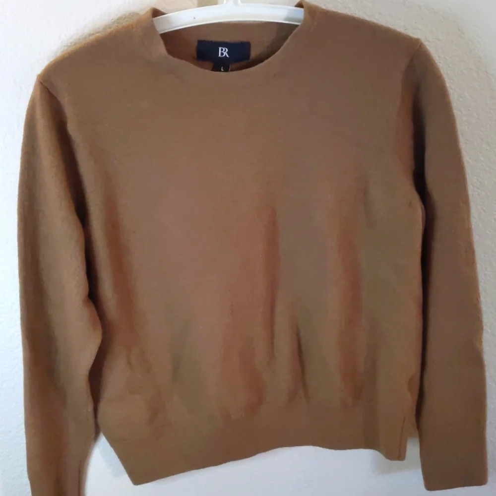 Banana Republic Women's Brown Crewneck Shrunken Sweater 100% Fine Wool Classic