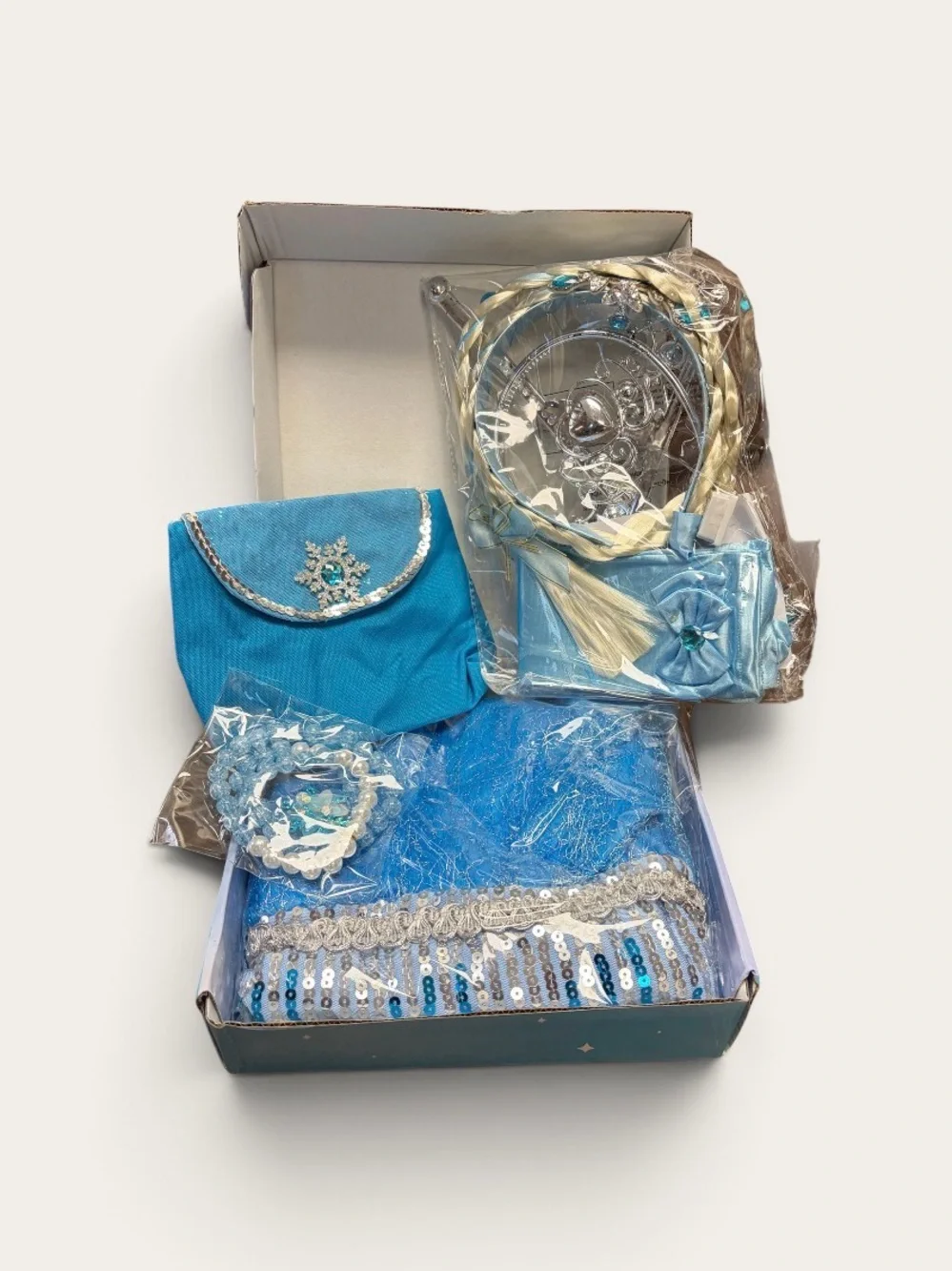 Girls Blue Elsa Dress-Up Set with Accessories