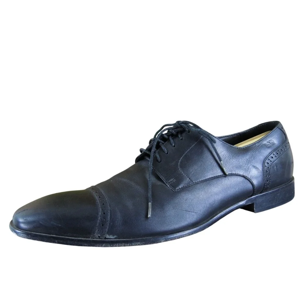 HUGO BOSS Men's Toe‎ Cap Derby Oxfords Black Leather Size 11.5 Medium  Used 2025