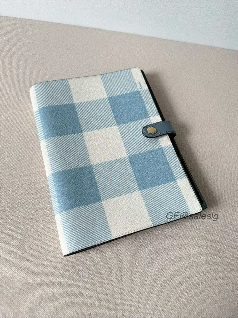 NWT Coach CFA43 Gingham Print Notebook Blue Multi Journal