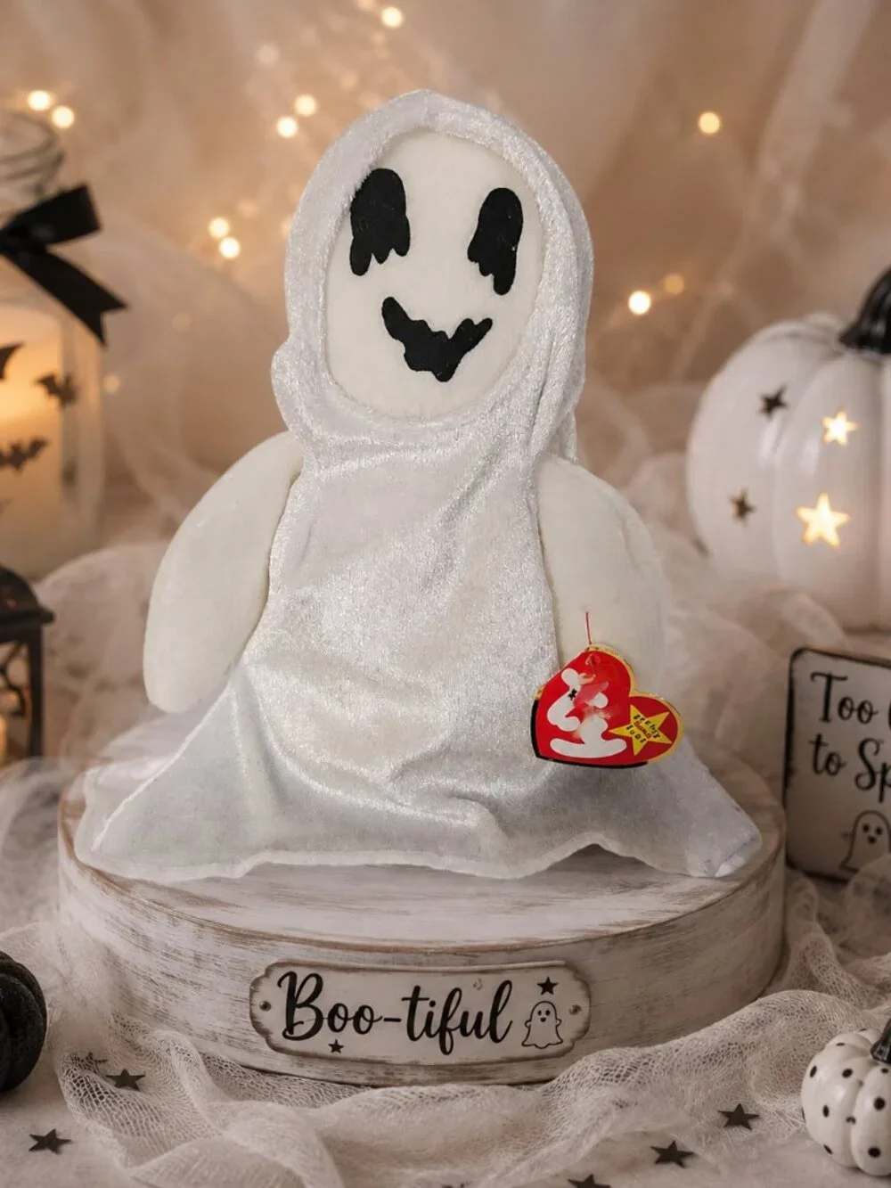 Vintage Ty Beanie Baby Sheets the Ghost 1999 Halloween Plush