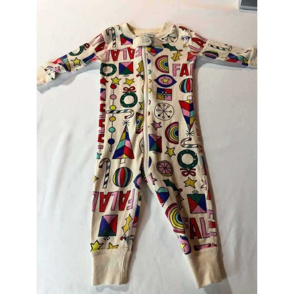 Hanna Andersson Baby 3-6M Organic Cotton Holiday Fa La La Zip Sleeper Pajamas