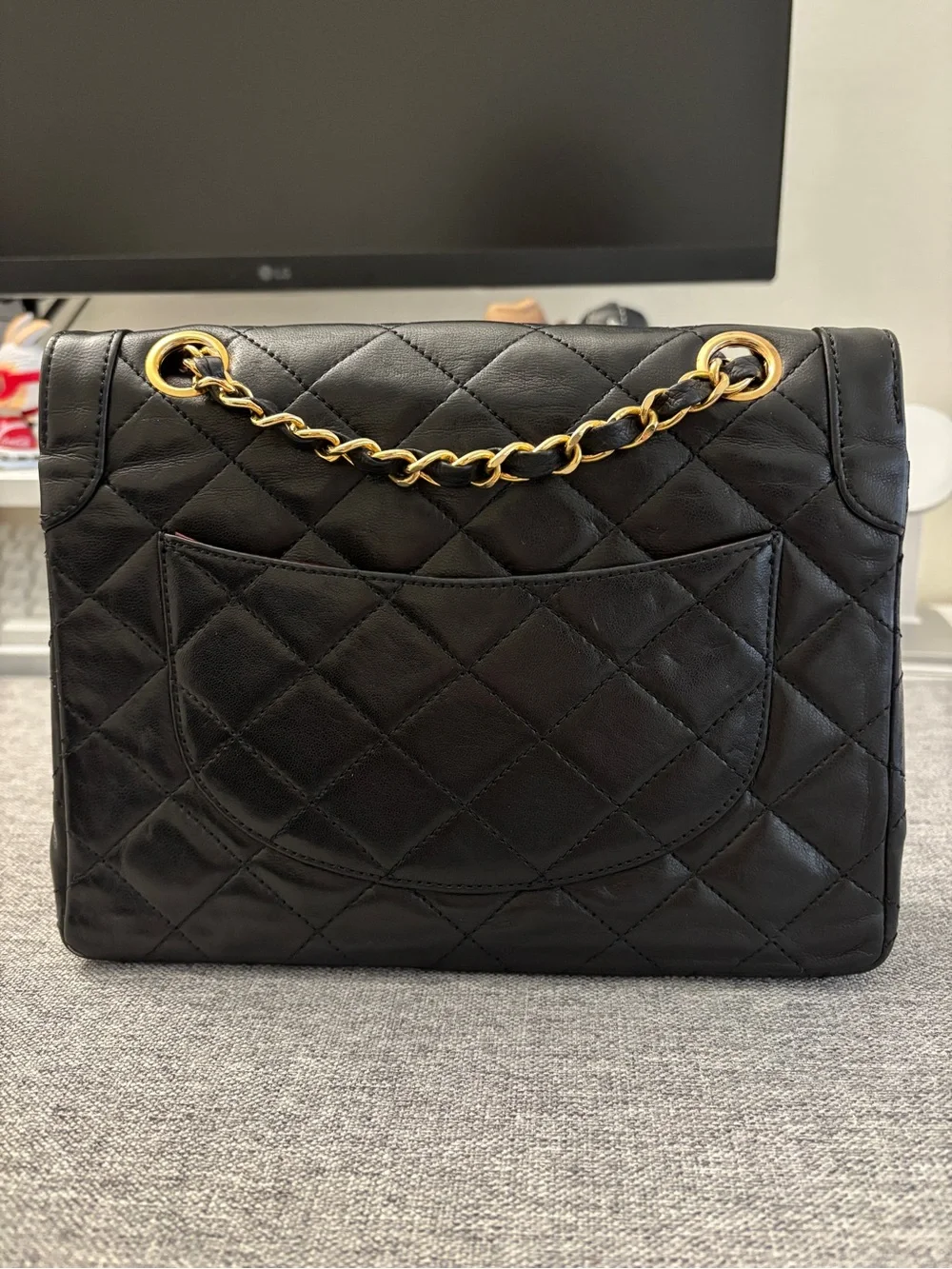 Vintage CHANEL Dual Tone Classic Double Flap Bag CC Chain Shoulder Bag