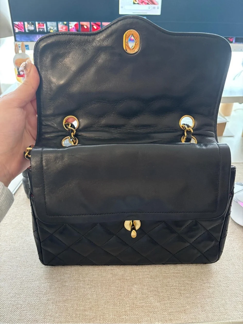 Vintage CHANEL Dual Tone Classic Double Flap Bag CC Chain Shoulder Bag