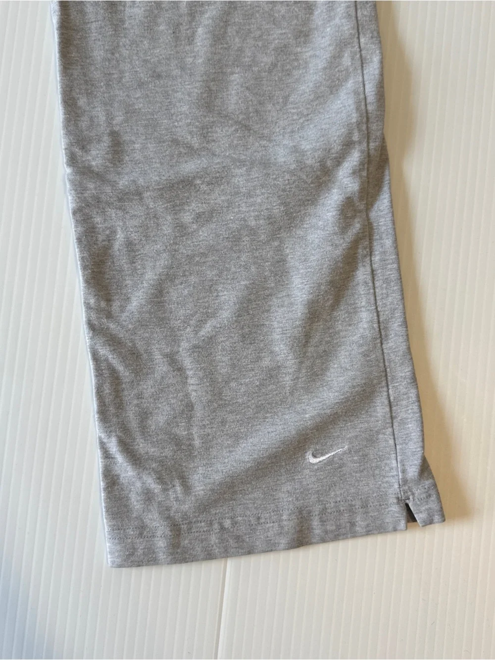 Nike Vintage Y2K Gray Cotton Yoga Pants Flare Open Hem Swoosh Athleisure Medium