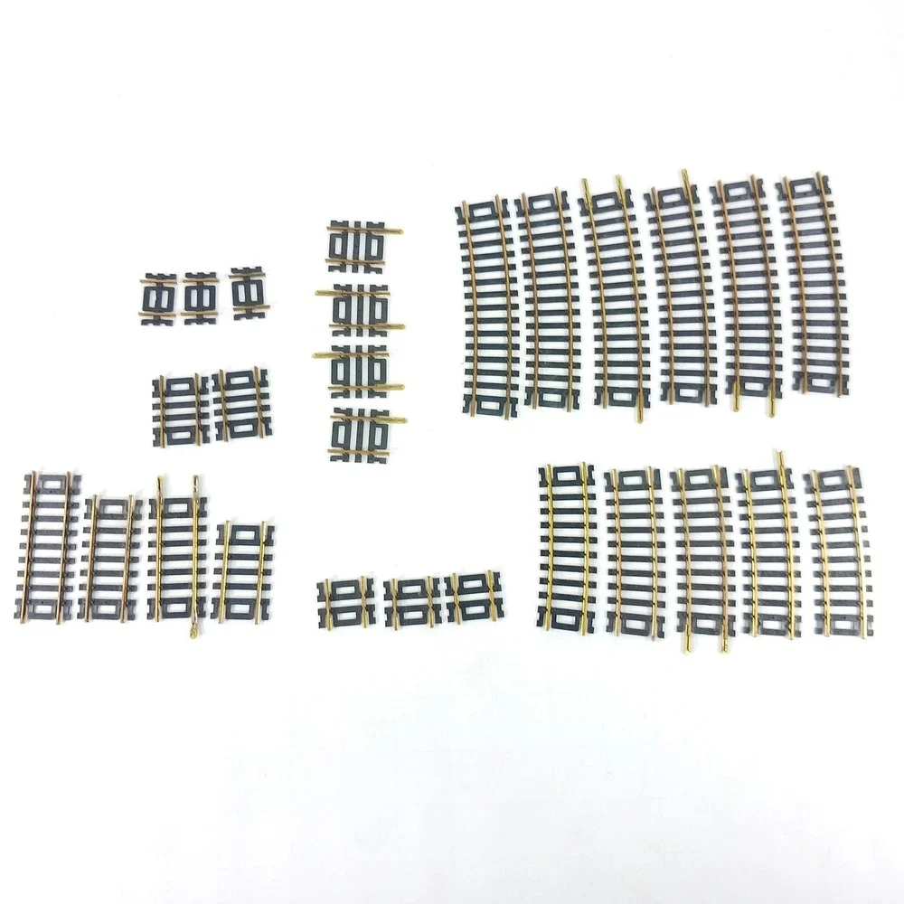 Set of 27 Vintage Brass Model HO Train Track Lot Straight Curved Pieces Mixed