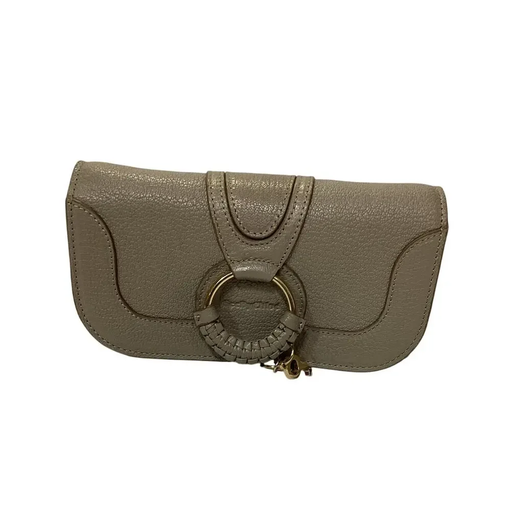 See By Chloe Pebbled Motty Grey Hana Wallet On Chain