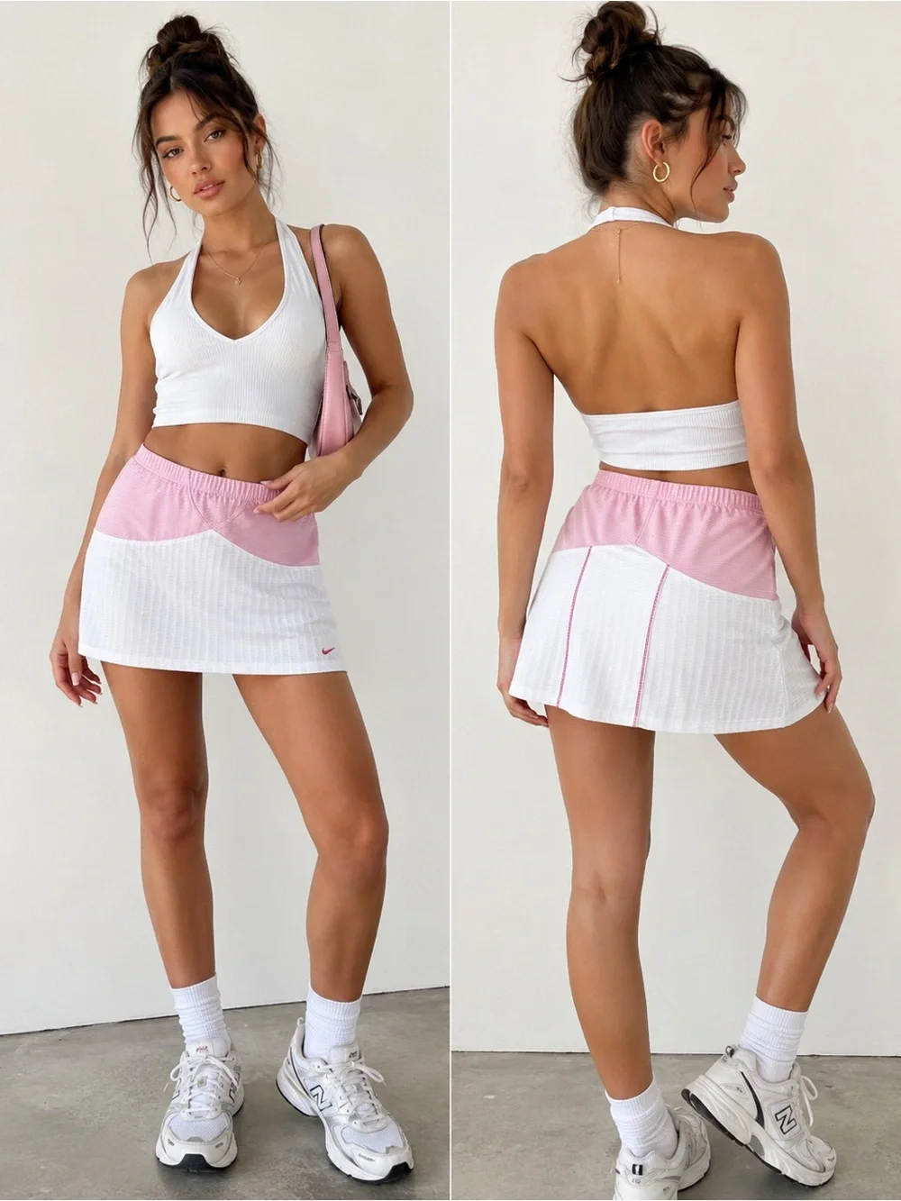 Nike Dri-FIT Pink White Tennis Skort M Y2K Preppy Tenniscore Pickleball