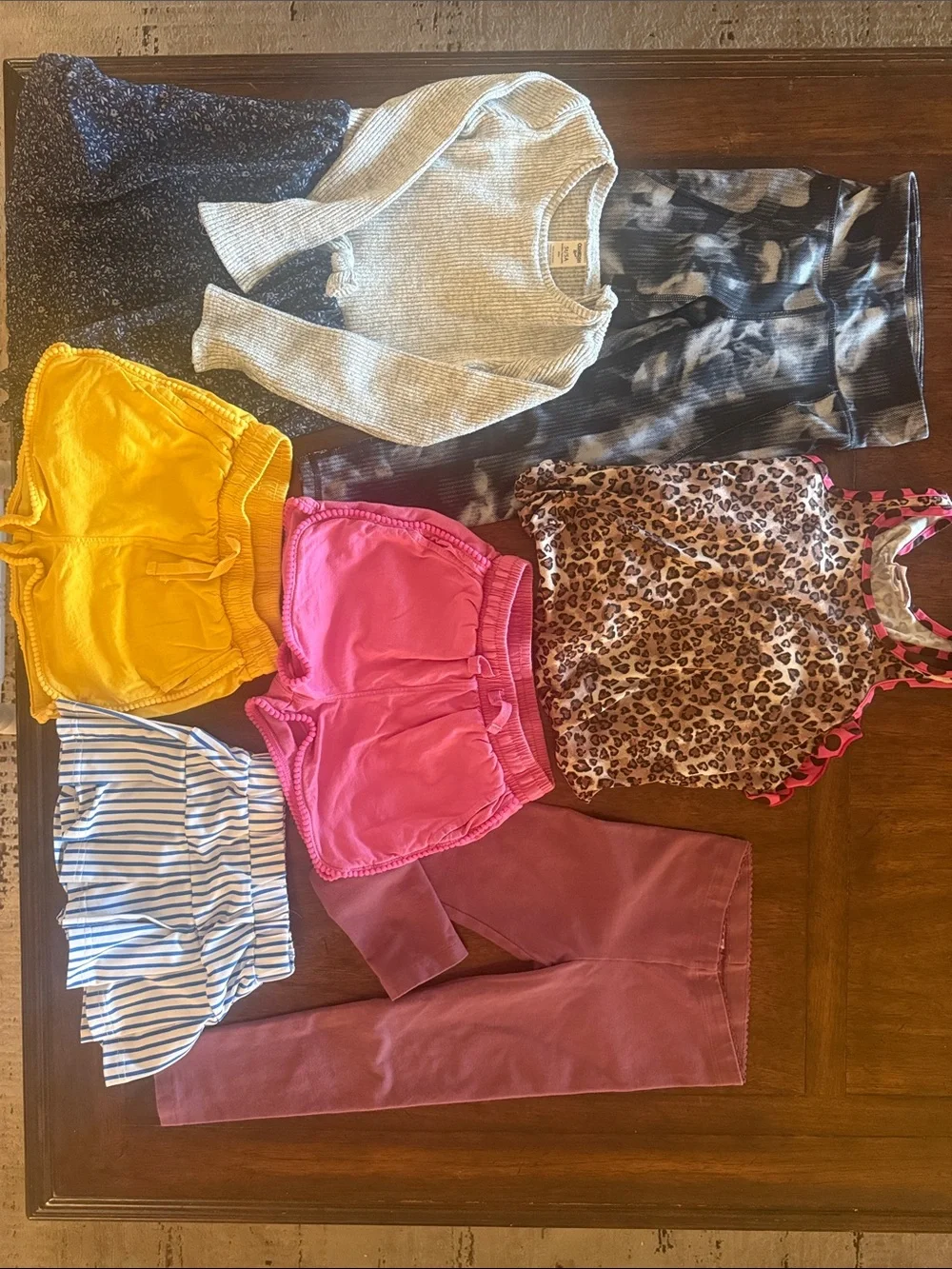 Girls Mix & Match Summer Outfit Bundle - Bright Yellow, Pink, Leopard, Size 5T