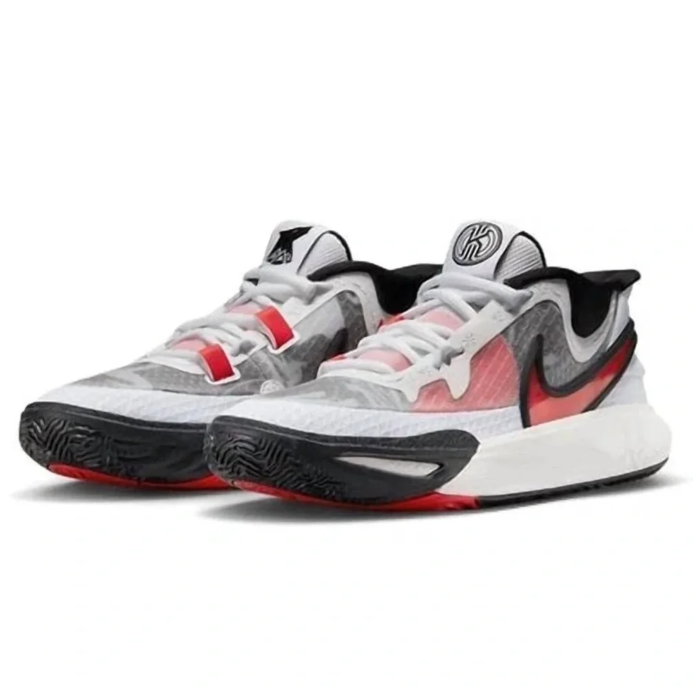 NIKE Kyrie 8 Kids Shoes in White University Red-Black Size 5Y