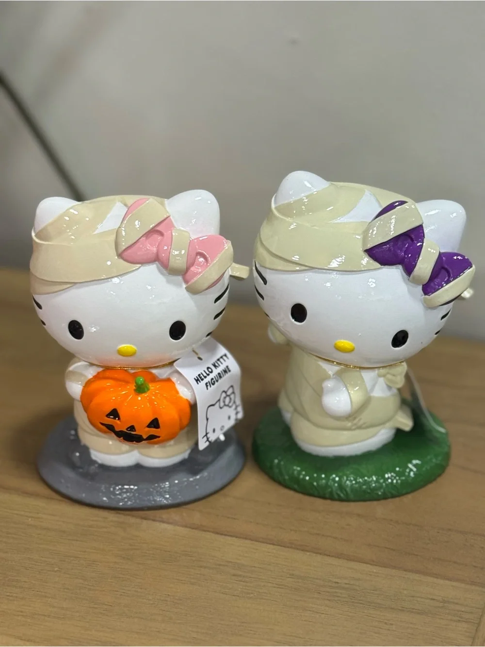 Hello Kitty Halloween 2 mummy Figurine Set - White with Pink & Purple Accents