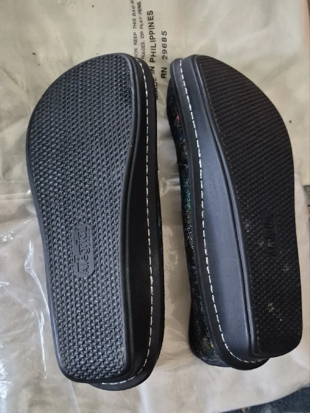 Alegria Iridescent Blue-Black Mary Jane Flats