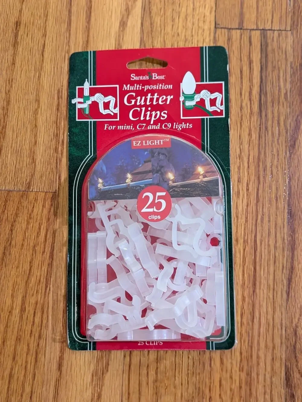 Santas Best 25 Pack Gutter Light Clips Mini C7 C9 Christmas Hangers NIP