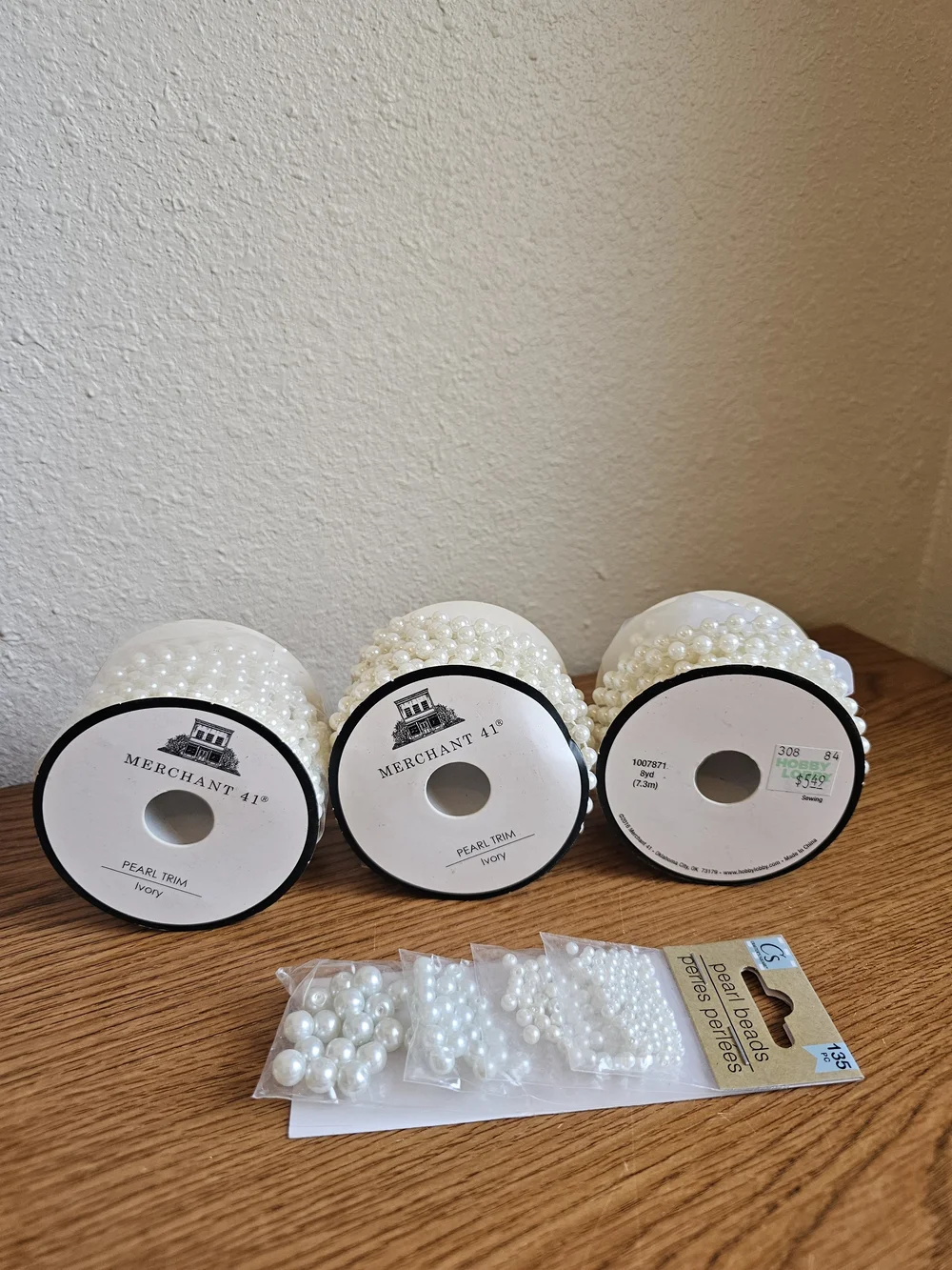 Pearl Trim 24 Yards & 135 Bead Set  Decorative Party Craft Supplies Wedding