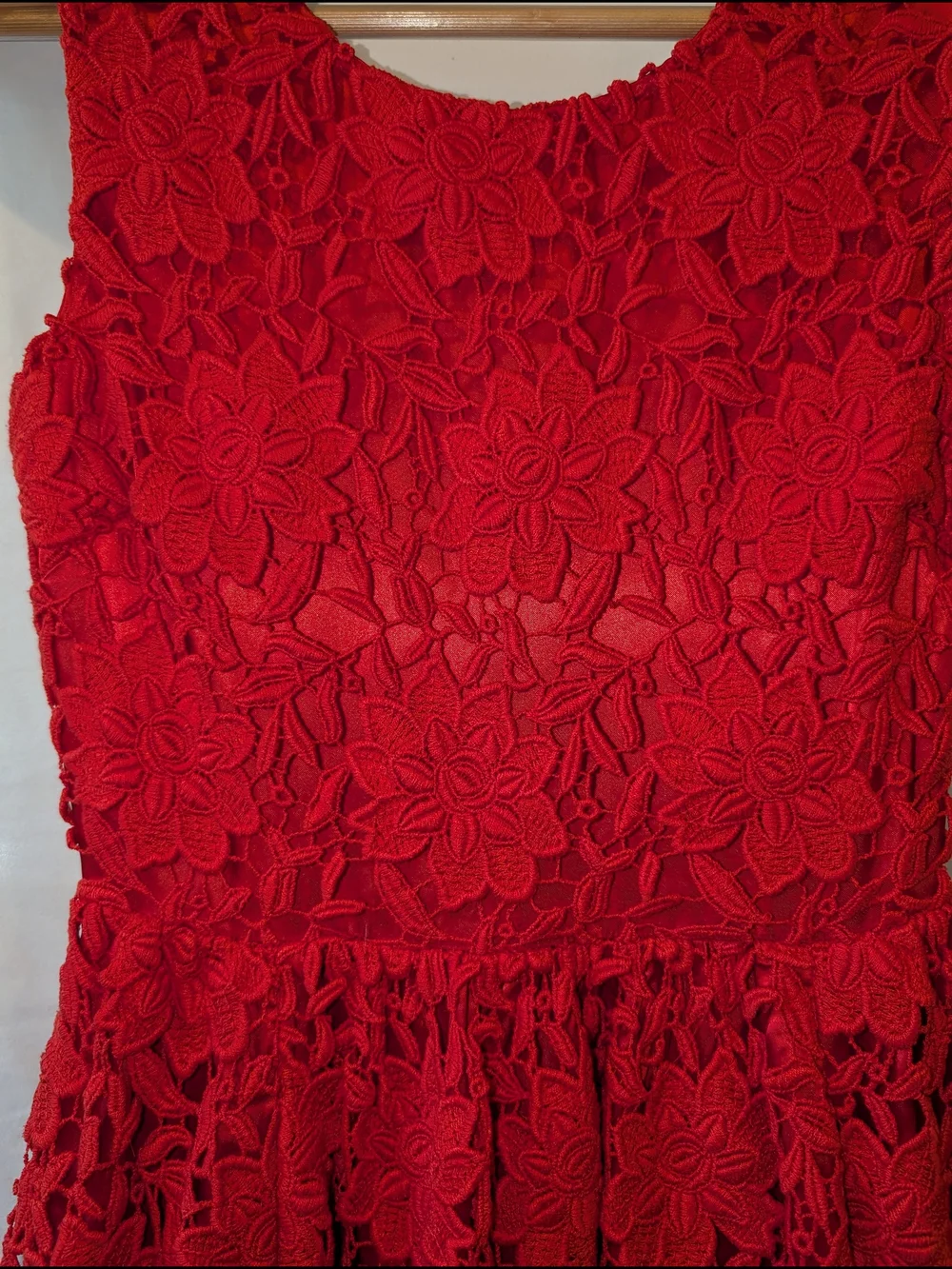 kate spade Red Floral Lace sleeveless Midi Dress party holiday cocktail‎ luxury