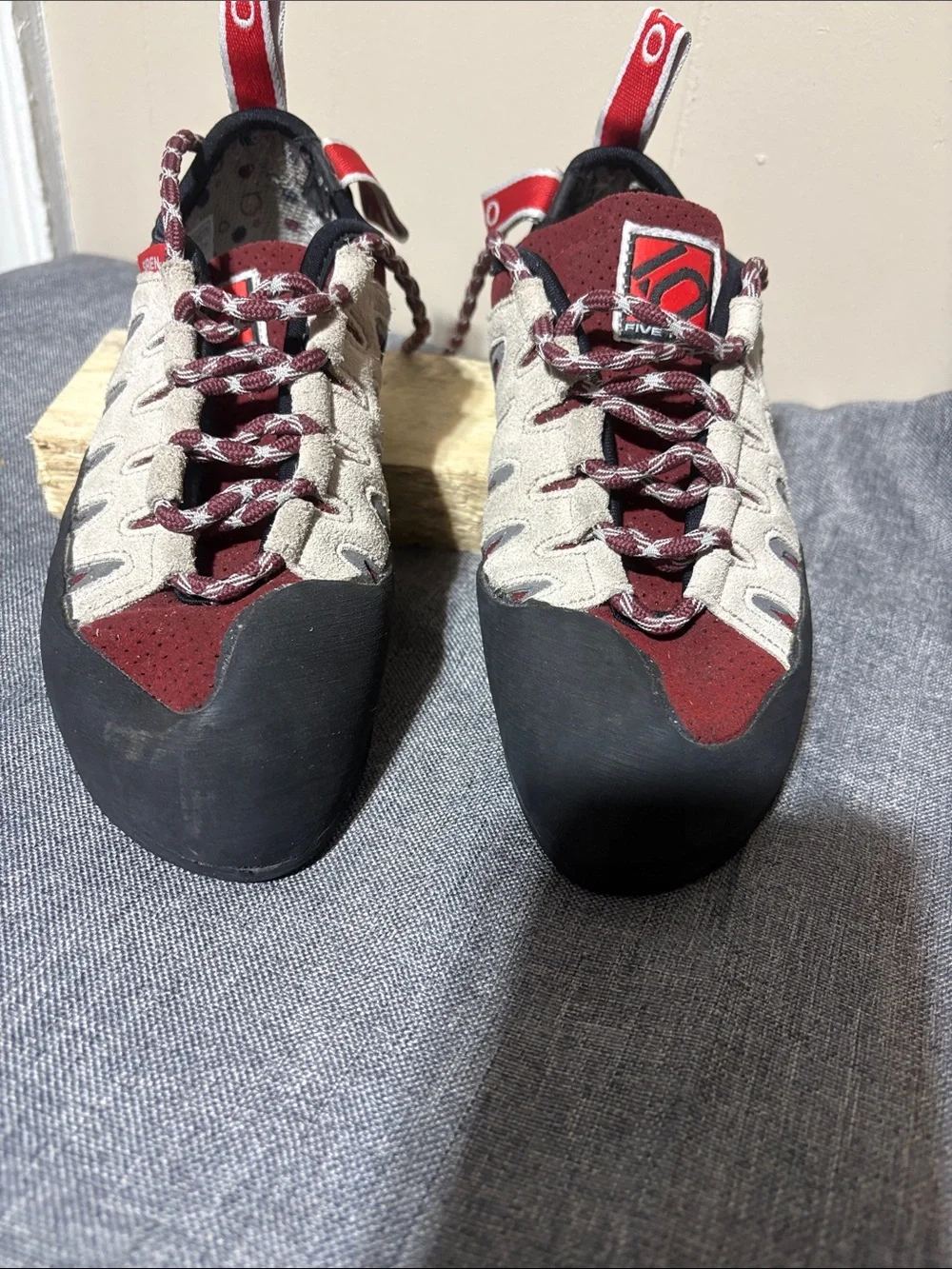 Five Ten Women's Climbing Shoes in Burgundy and Gray