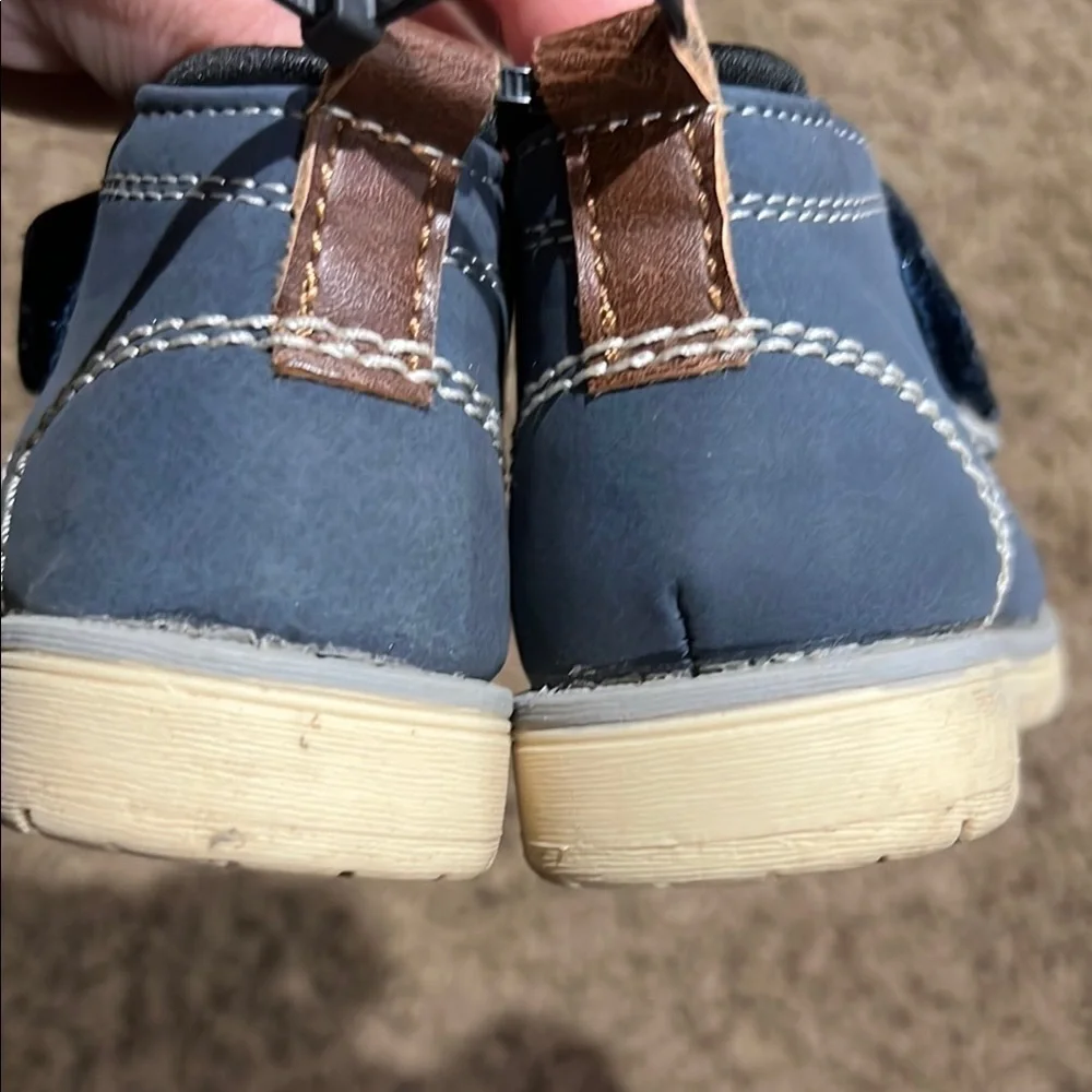 Blue Casual Boots with Velcro Closure and Soft Material