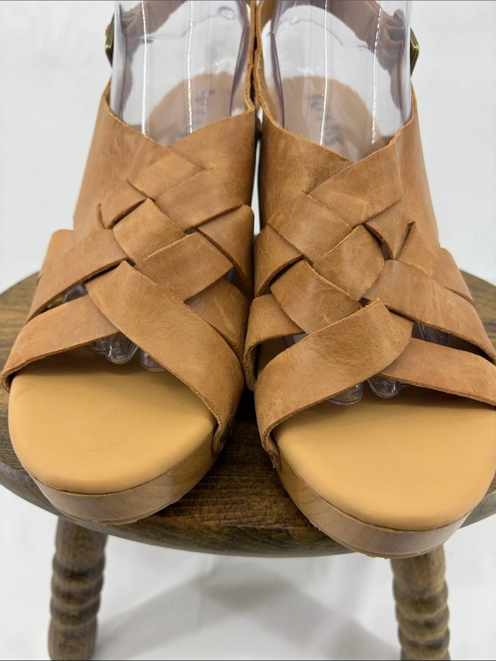 Korks Womens Berengo Woven Tan Block Slingback Woven Platform Sandals, 11