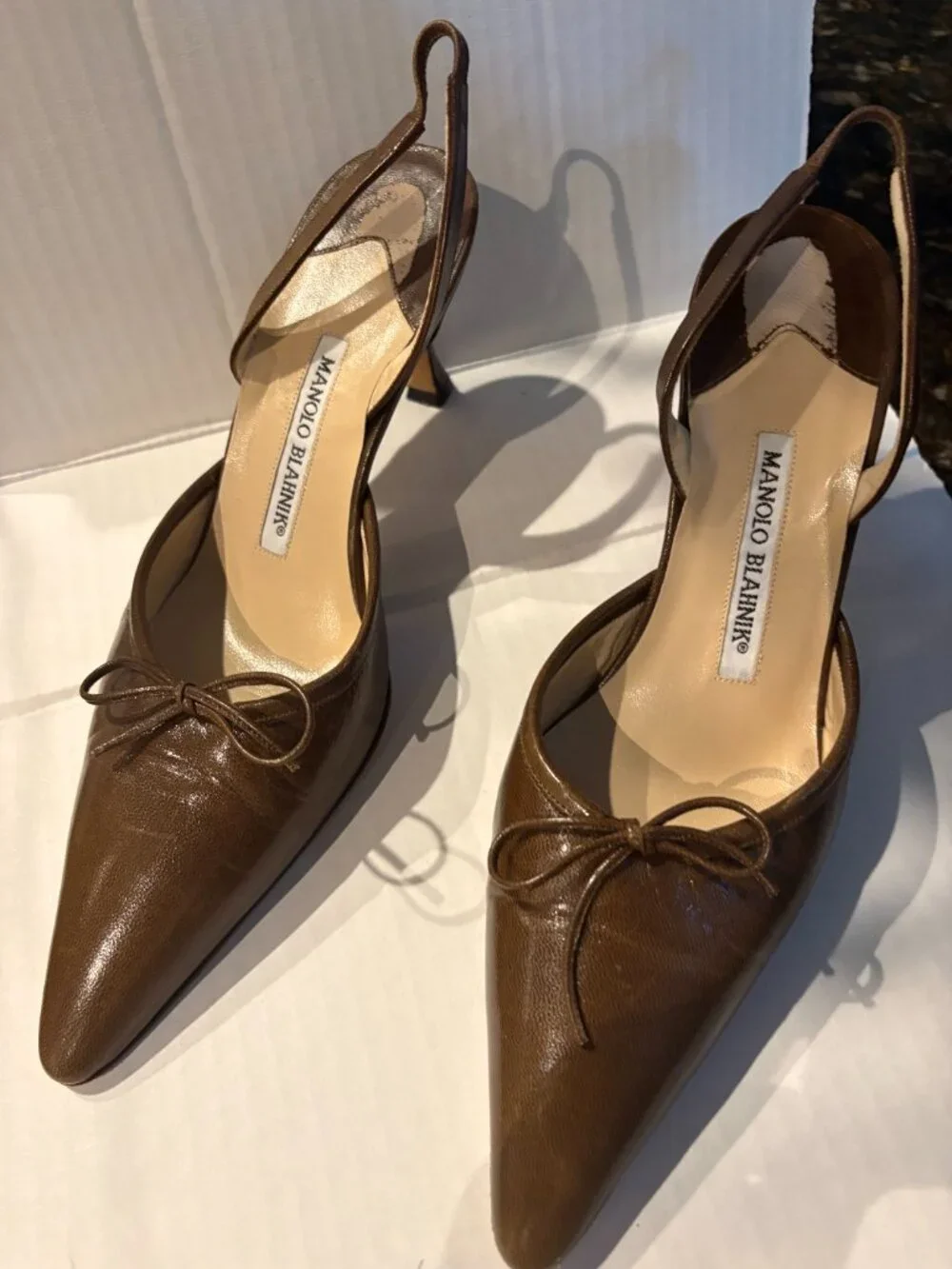 Monolo Blahnik brown leather