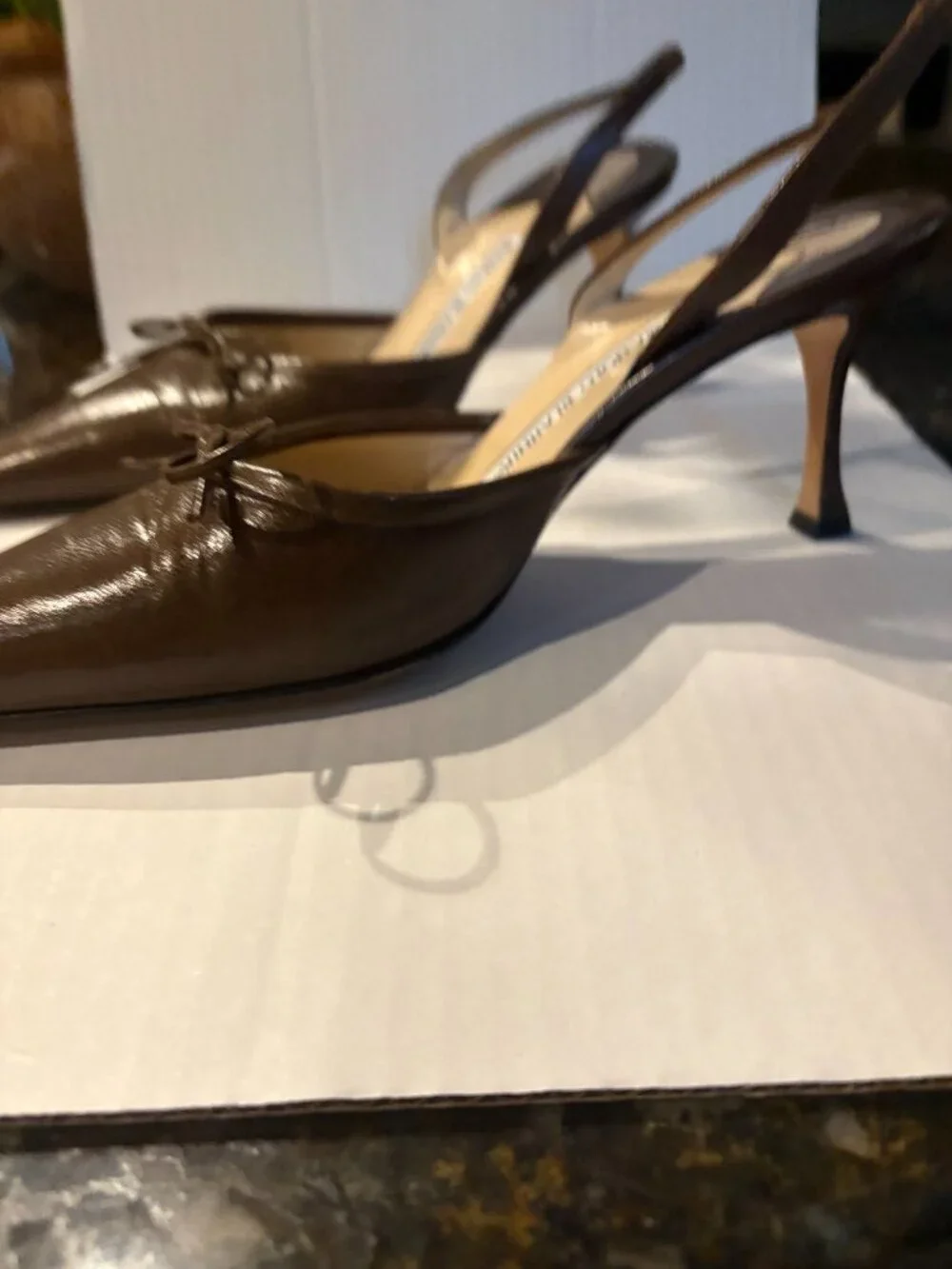 Monolo Blahnik brown leather