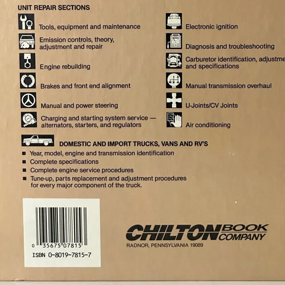 Vintage Chilton’s Truck and Van Repair Manual 1982-1988