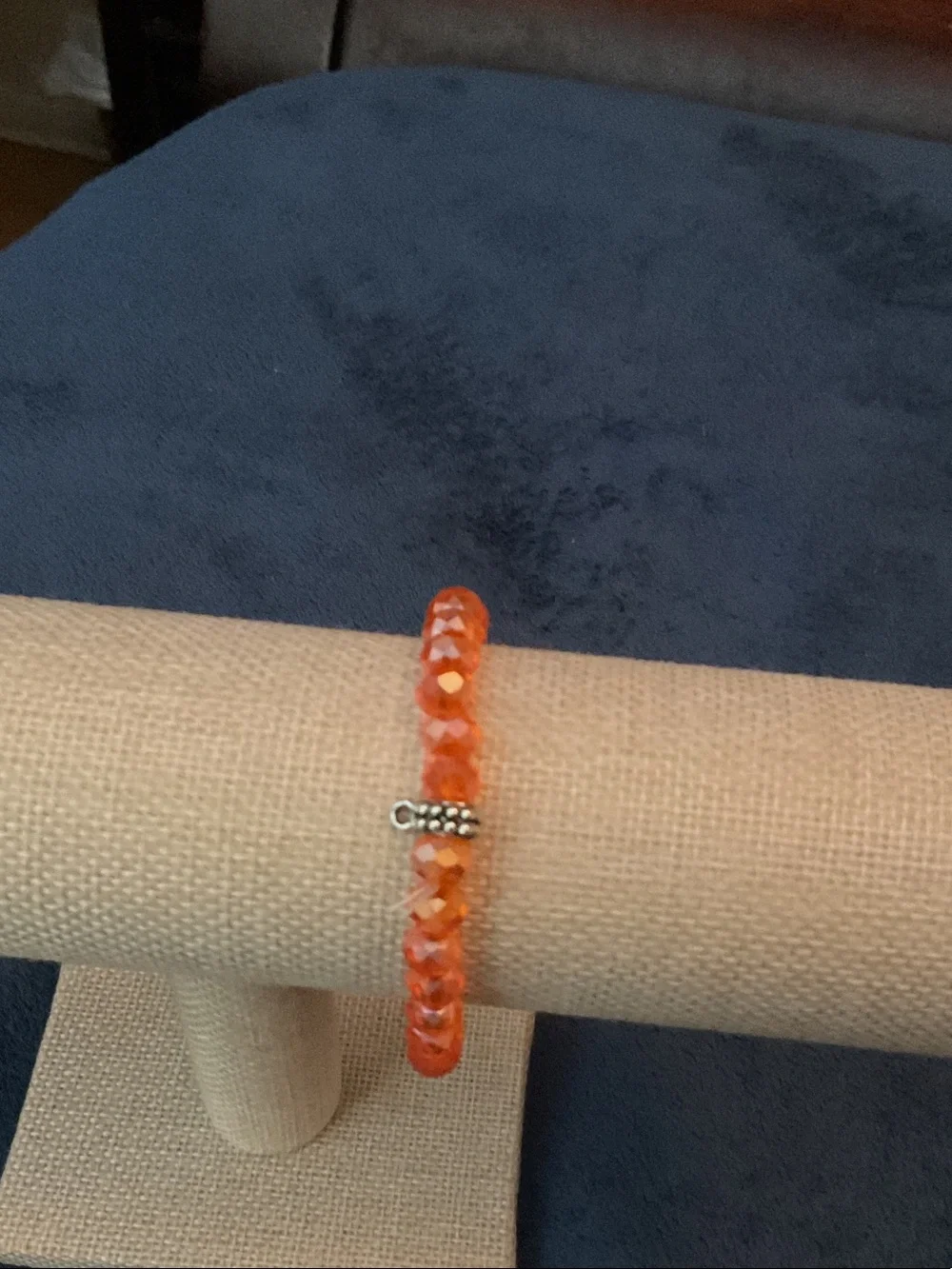 Orange Faceted Glass Bead Stretch Bracelet - Casual Sparkle