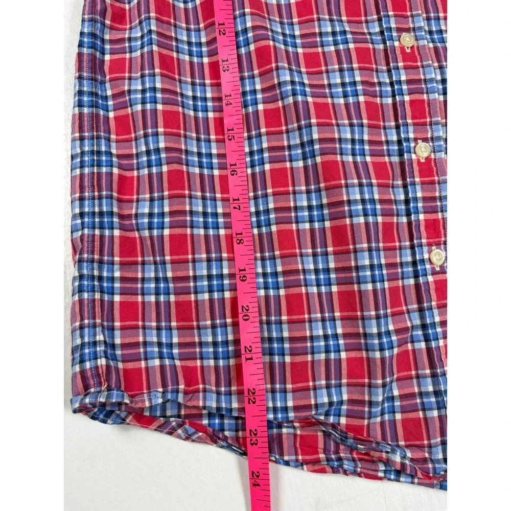 Ralph Lauren Kids Boys Red Blue Plaid Cotton Button Down Shirt Large 14-16 Pony