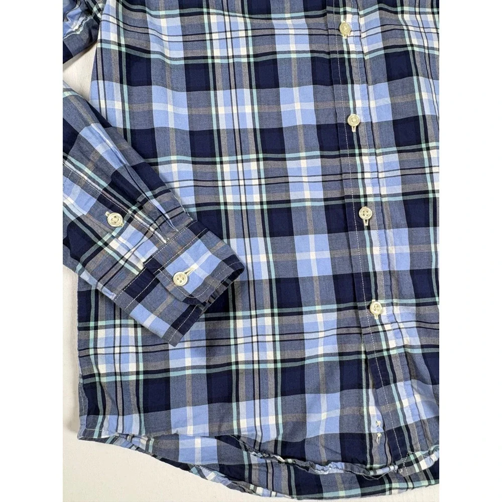 Ralph Lauren Kids Boys Red Blue Plaid Cotton Button Down Shirt Large 14-16 Pony